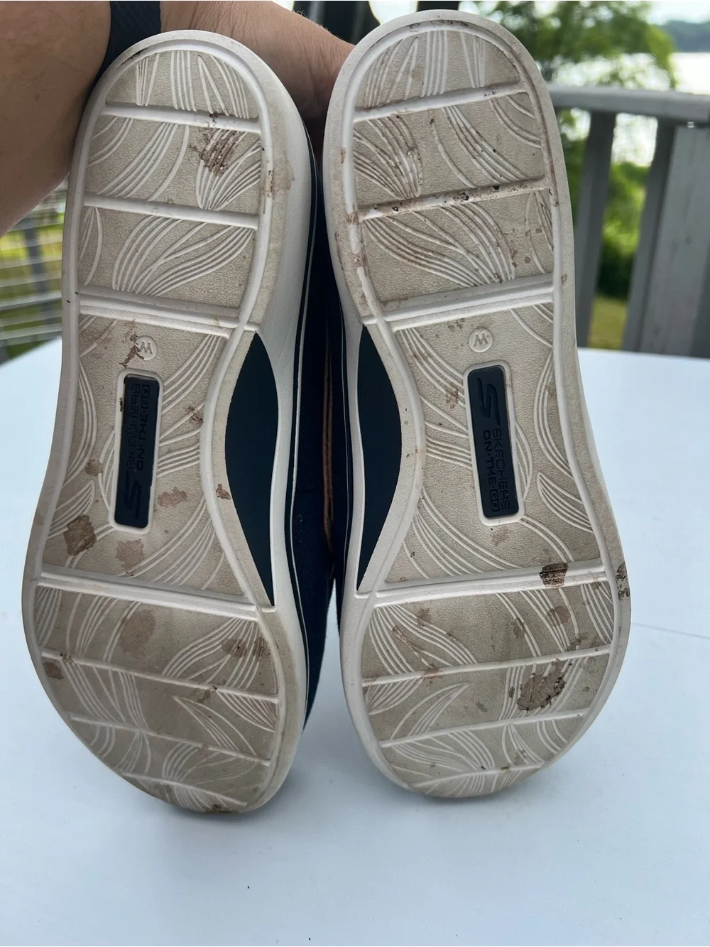 Skechers Navy & Tan Slip-On Boat Shoes Wide Fit Women’s 9.5